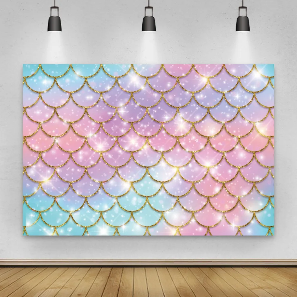 

Блестки чешуя Русалки детский портрет торт Фотография день рождения фон для фотосессии студийная съемка