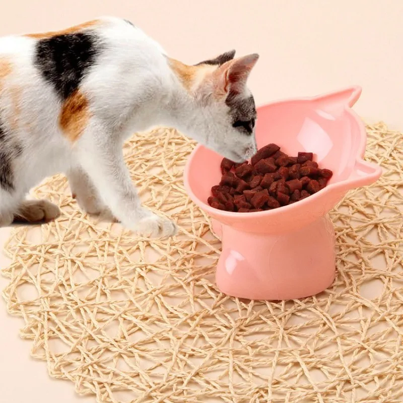 

Pet Bowl Large Capacity Cats Bowls Oblique Mouth Cute Cartoon Cat Shape Cat Dog Food Dispenser Pet Feeder Pets Supplies