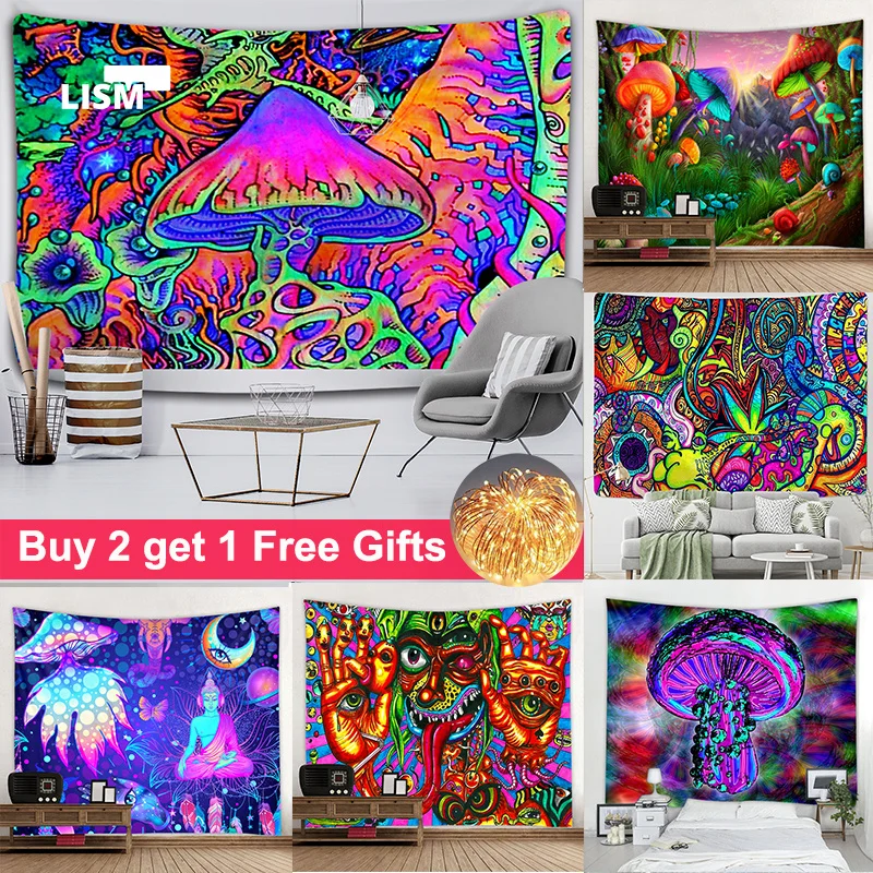 

2022 India Mandala Tapestry Wall Hanging Boho Decor Wall Cloth Witch Tapestries Psychedelic Hippie Night Moon Farmhouse Decor