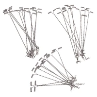10pcs fishing wire arm with swivel t shaped stainless steel 91215cm rig tackle top quality