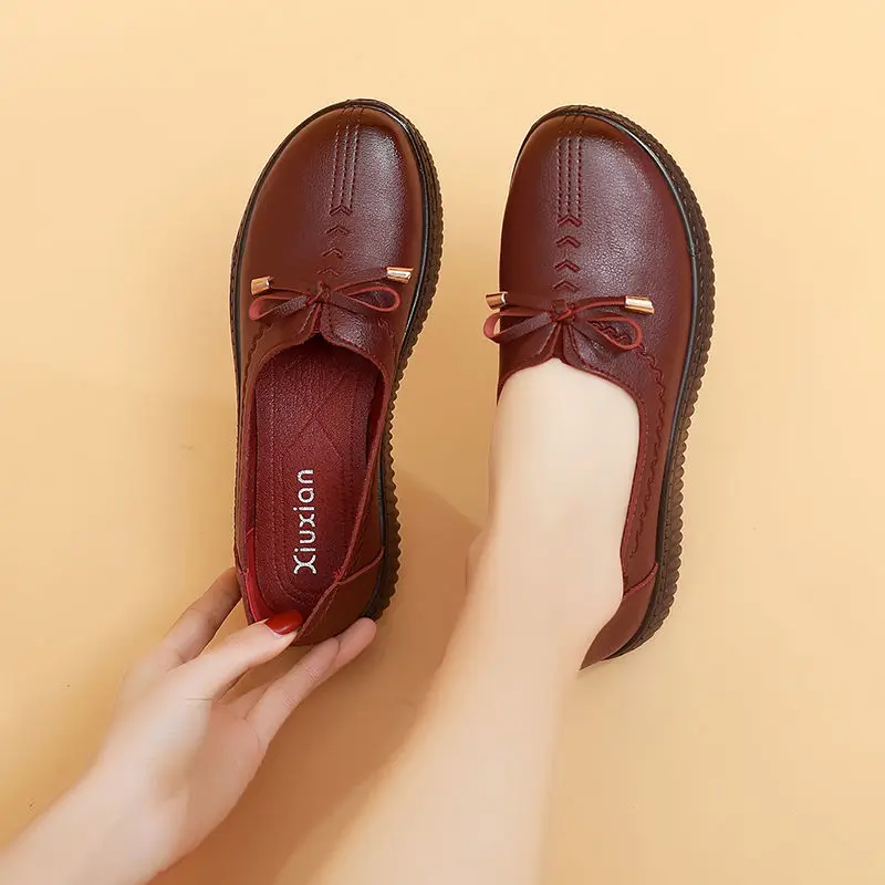 

2022 Corcise Mom Flats Woman Leather Soft Moccasins Designer Butterfly-knot Oxfords Shoes Women Sneakers