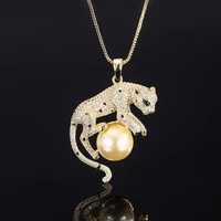 new gold beads gold color pendant leopard necklace pendant jewelry for women luxurious fashion pearl free shipping items kpop