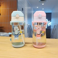 480ml baby bottles with straw cartoon print kids feeding cups outdoor portable bouncing water cups childrens strap water bottle