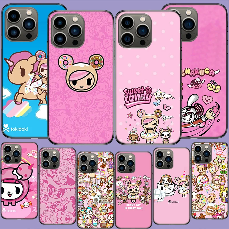 Фото Японский милый чехол T-Tokidokis для iPhone 17 Air, 15 Pro, 14 Plus, 16 Pro Max, 17E, 16E, 12, 13 Mini, 11. Милые чехлы-футляры. №1