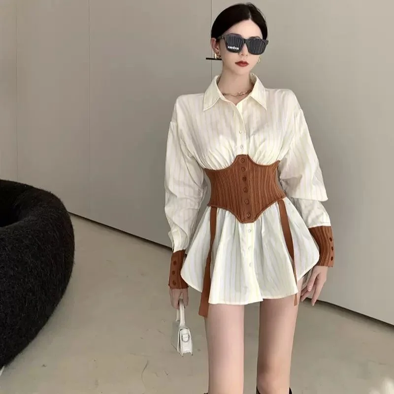 

French Unique Spring And Autumn Button Up Cute Shirt Women Temperament Fashion Tops White Blouse Korean Clothes Lace Patchwork