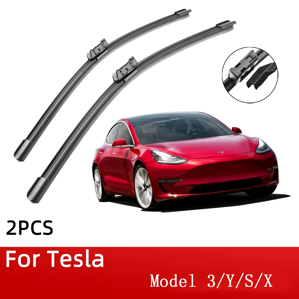 

For Tesla Model 3 Y S Front Wiper Blades 26"+ 19" 28"+18" Brushes Cutter Accessories Rubber Windshield Wiper Universal