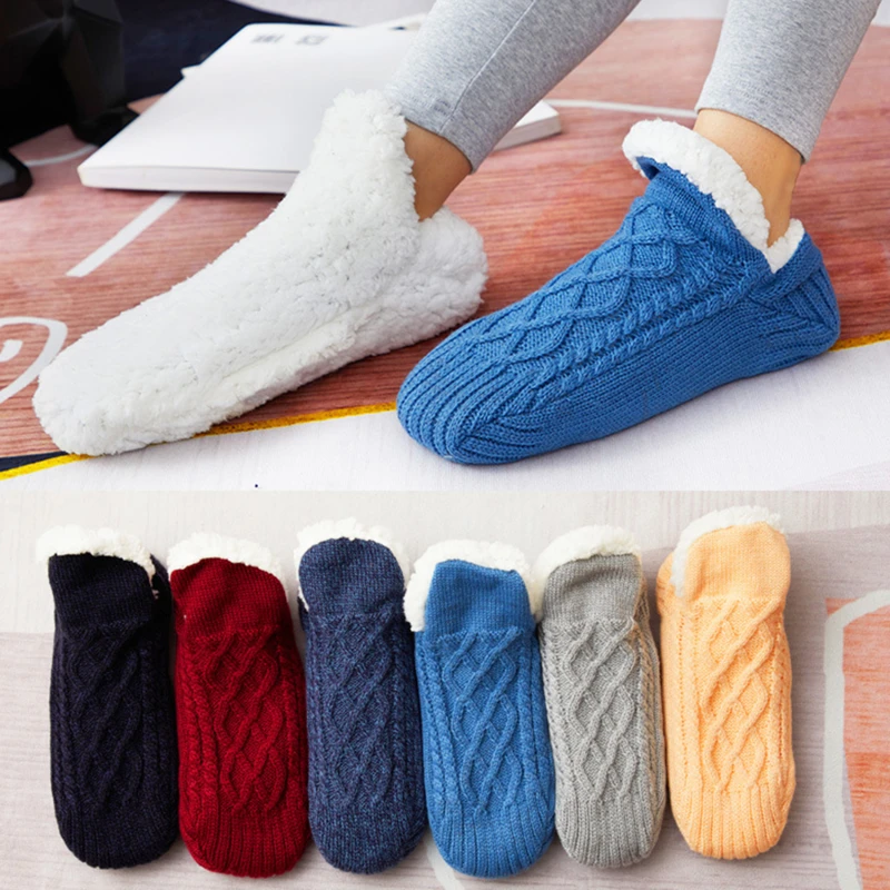 Socks Floor Shoes Men Women's Winter Super Soft Warm Comfortable Floor Sock Cozy Fuzzy Fleece-Lined With Grippers Slipper