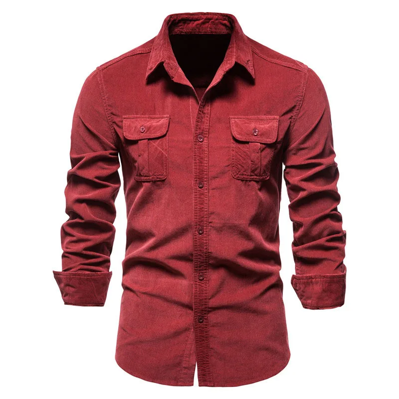 Mattswag Mens Corduroy Classic Shirts Coats 2022 Spring Autumn Business Solid Color Jackets Fashion Casual Regular FIt Clothing