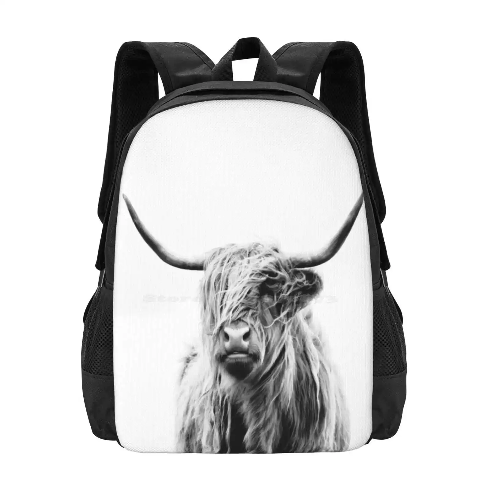 

Portrait Of A Highland Cow Backpack For Student School Laptop Travel Bag Steer Highland Cow Highlander Animal Popular Fuhg