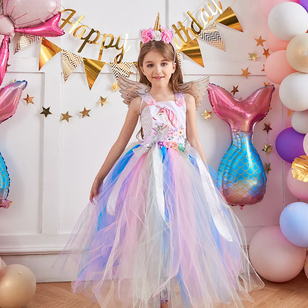 

Vestidos Girls Birthday Unicorn Dress Unicornio Roupa Infantil Disfraz De Festa Prom Kinderkleding Meisjes Fantasias Summer