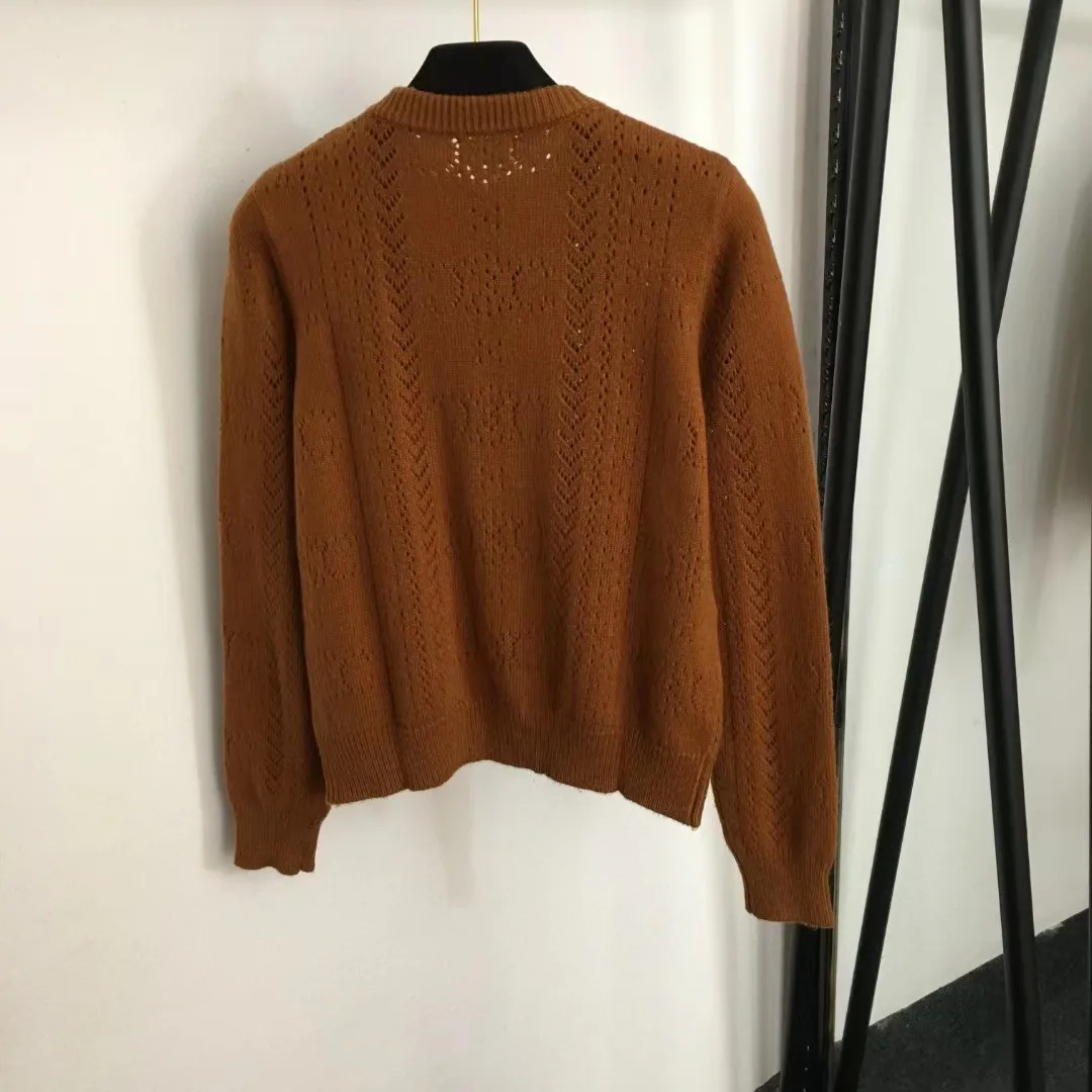 

Новинка 2023, модный темпераментный однобортный кашемировый вязаный свитер с длинным рукавом и круглым вырезом, кардиган для отдыха