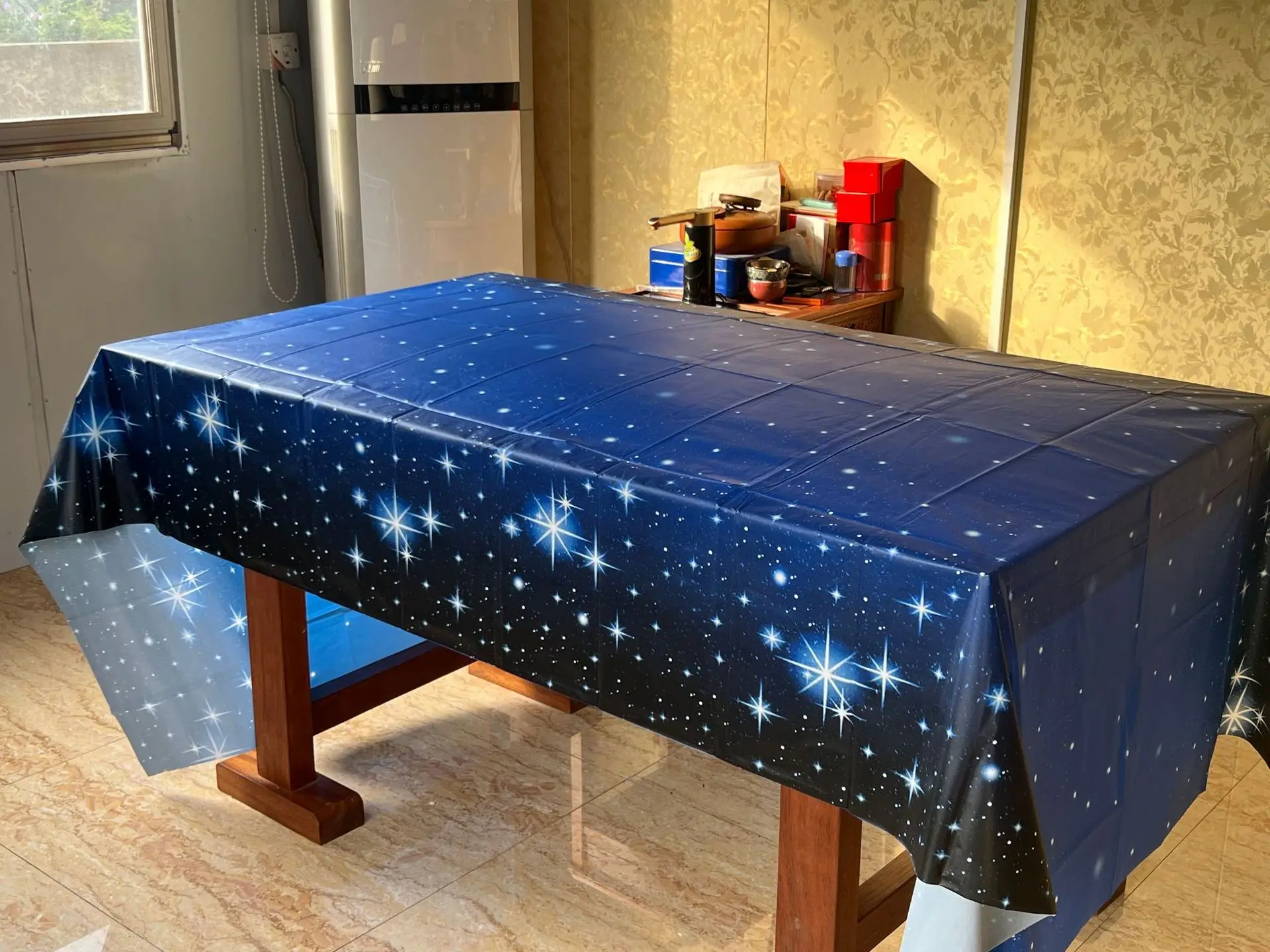 

Tablecloth waterproof plastic PE thickening antependium oil star theme plastic tablecloth table cloth_Ling96