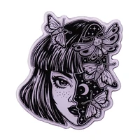 horror magic anime girl badge abstract art gift pinfashionable creative cartoon brooch lovely enamel badge clothing accessories