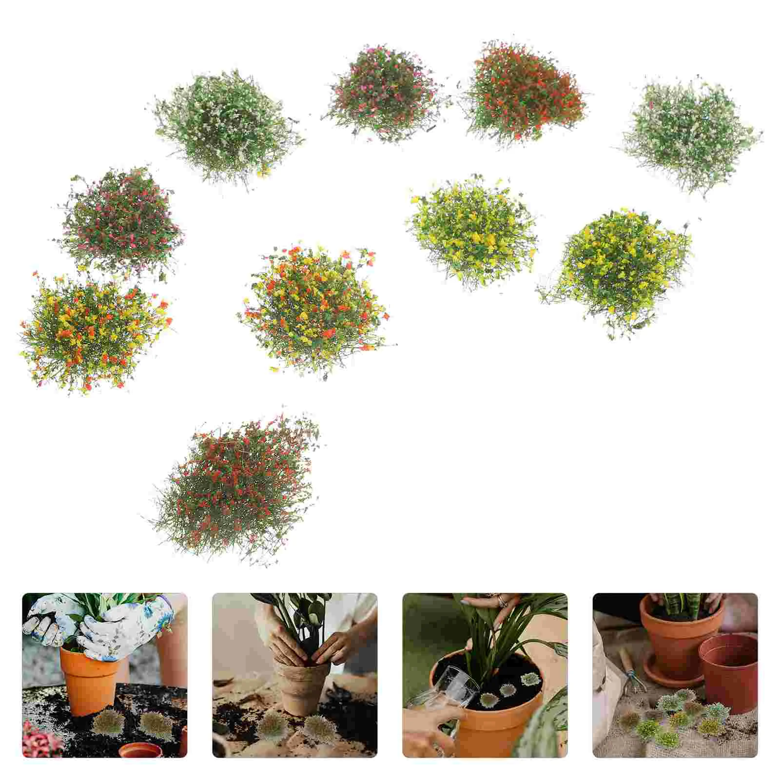 

10 Pcs Diy Flower Cluster Craft Simulated Artificial DIY False Adorn Ornament Plastic Brushes Fake Decor Micro Scene