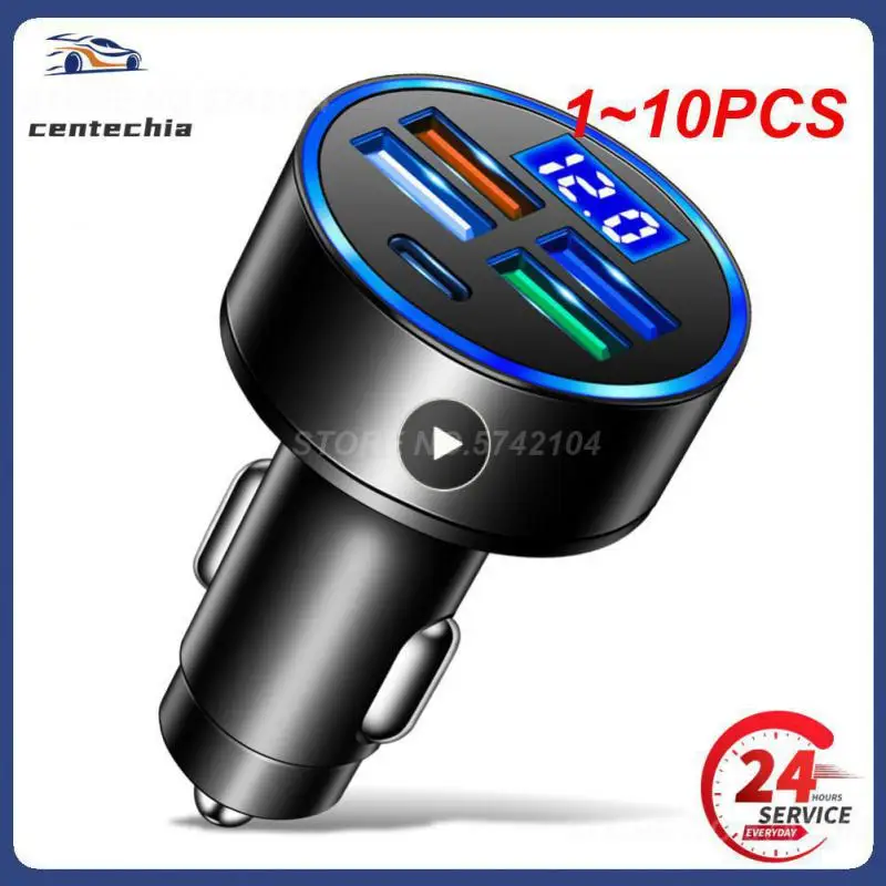 

1~10PCS 4 USB & Type-c 5 Ports Digital Display Car Charger with Voltage Detection Car Charger Multi-port Car Charger 3.1A 12V
