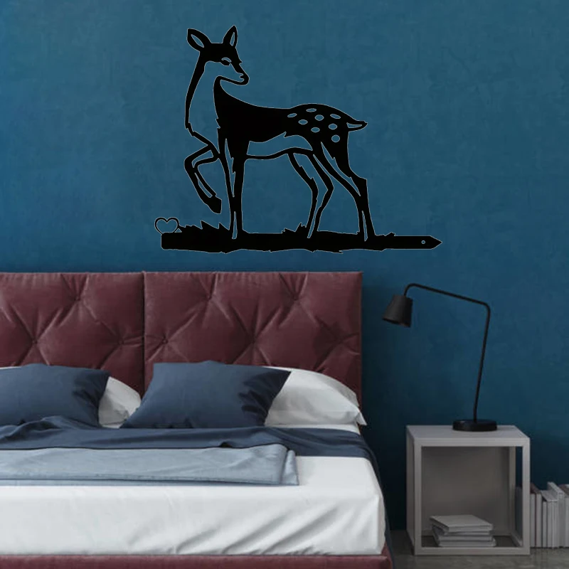 Силуэт Пятнистого Оленя Металлическое Настенное Искусство - Стальной Садовый