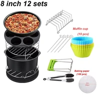 air fryer accessories 8 inch fit for airfryer 5 2 6 8qt baking basket pizza plate grill pot kitchen cooking tool for party