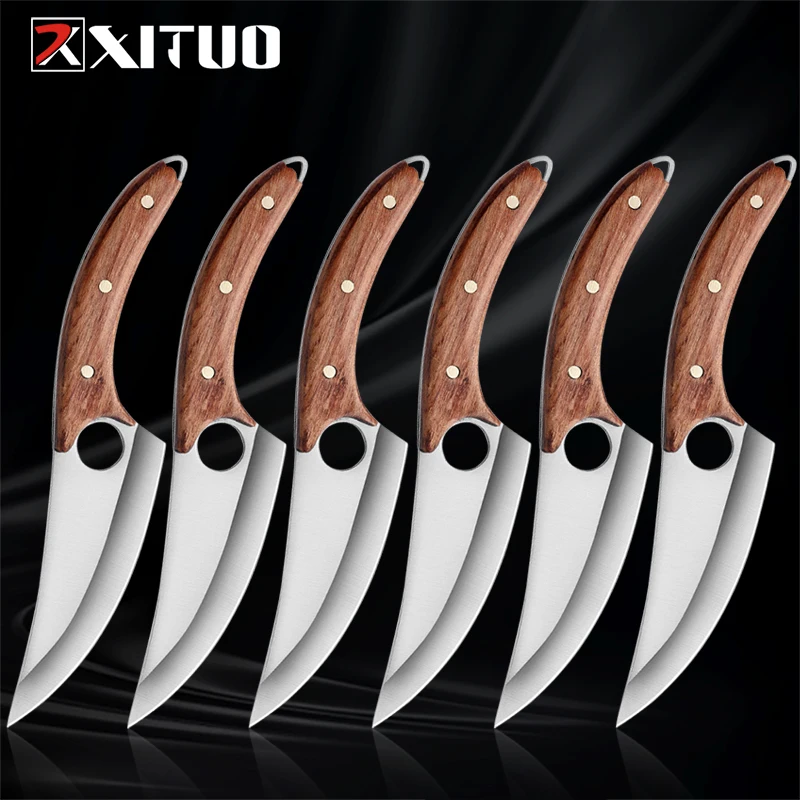 

XITUO Outdoor Camping BBQ Knife Home Kitchen Fruit Paring Knife Portable Boning Knife Cleaver Chef Fillet Knives Set mini knife