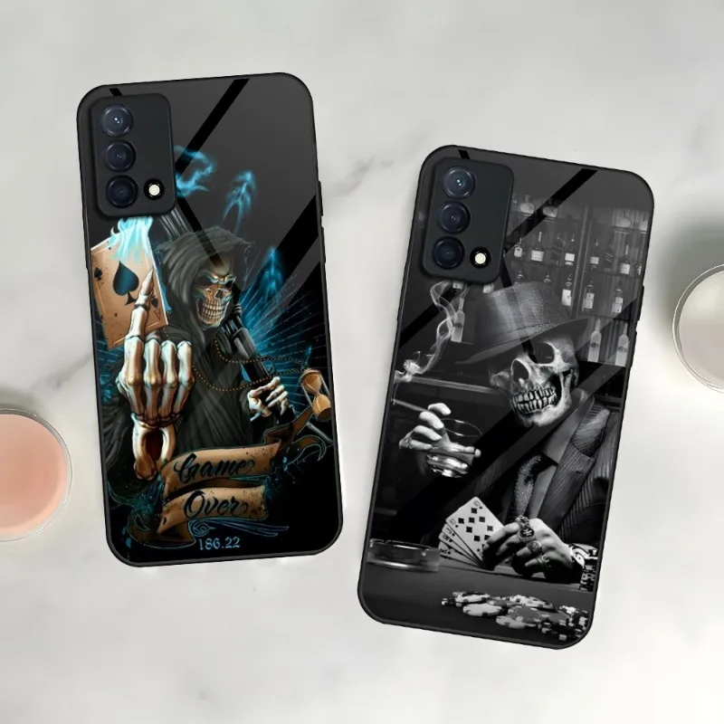 

Grim Reaper Skull Skeleton Phone Case For Oppo A54 A94 A92 A93 A55 A95 K9 K7 A15 Reno 5 7 6 4 Find X5 X3 X2 Toughened Glass