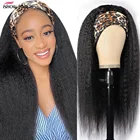 Ishow кудрявый прямой парик с головной повязкой Yaki, парик из человеческих волос для черных женщин, бразильские волосы, парики, 28 дюймов, бесклеевая машина, парики