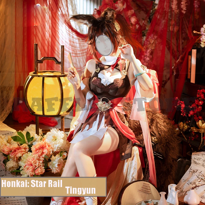 

New Tingyun Cosplay Wig Costume Game Honkai Star Rail Cosplay Tingyun Fullset Ears Tail Hair Halloween Party Roleplay XS-XXL