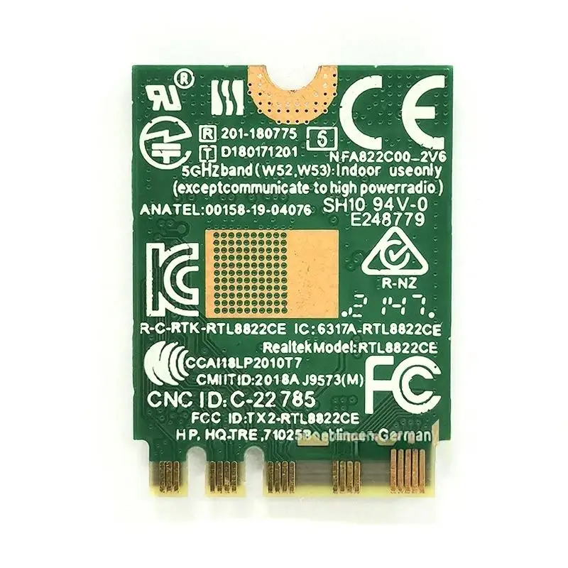 Фото Комплект Wi-Fi-карты RTL8822CE, двухдиапазонная, 802.11ac, 1200 Мбит/с, M2, 2,4 ГГц, с поддержкой Bluetooth, разъем IPX, модель F(x) №4