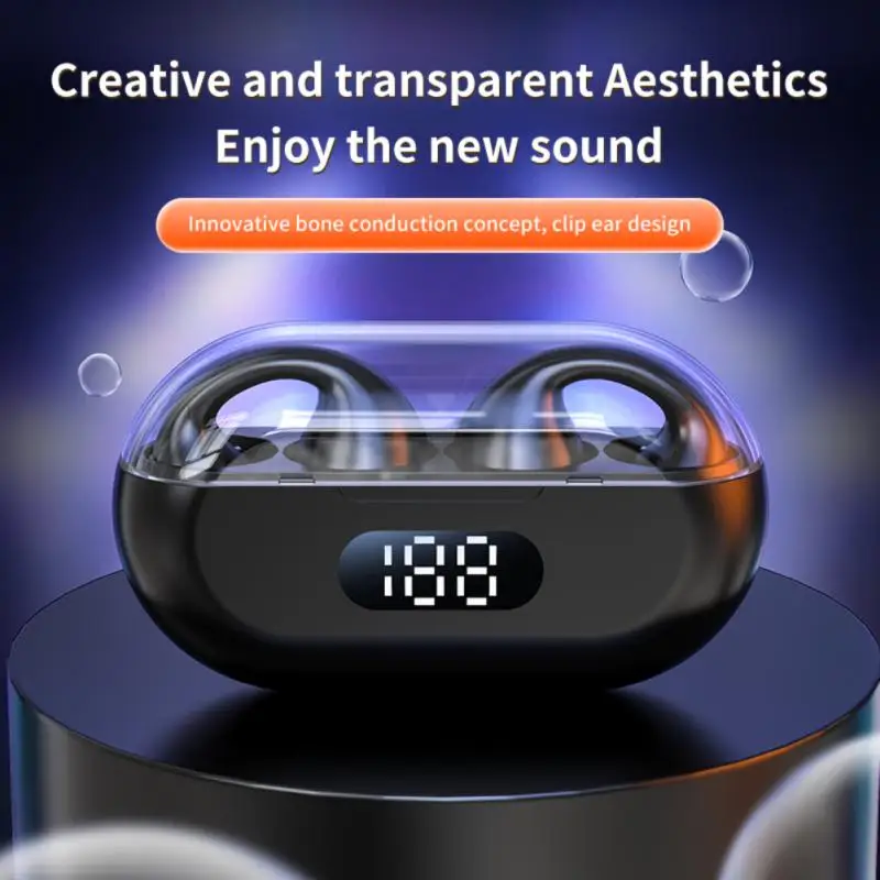 

Waterproof Wireless Headphones With Microphone Earbuds Power Display With Mic Air Conduction Headset Earphone Touch Control