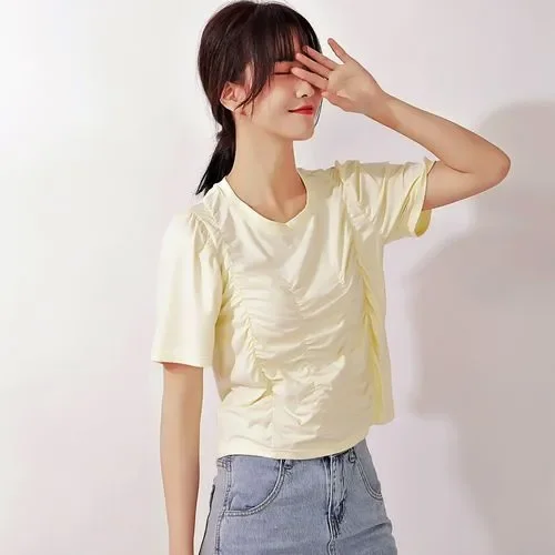 

Женская короткая футболка с принтом, 100% хлопок