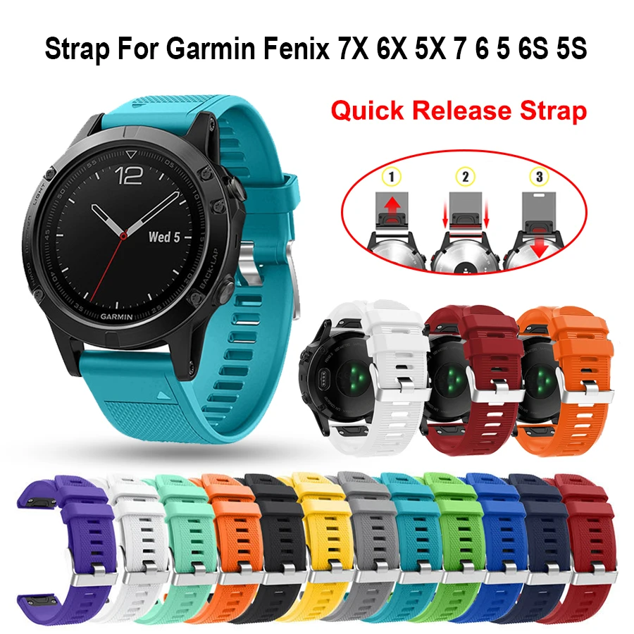 Ремешок силиконовый для смарт-часов быстросъемный браслет Garmin Fenix 7X 7 6X 6 6S Pro 26 мм 22