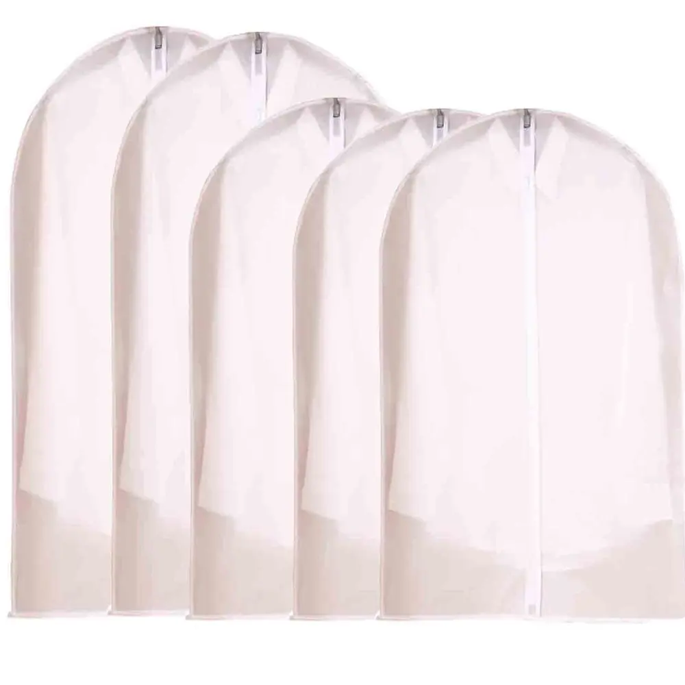 

5PCS Garment Bags, Garment Clothes Covers, 3Packs 24" x 40" and 2Packs 24"x47" Breathable Clear Garment Full Zipper Bags for Dre