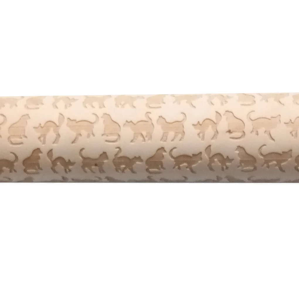 

Деревянный ролик для теста с гравировкой кошки собаки динозавра, инструмент для печенья, выпечки, запекания, деревянная Скалка