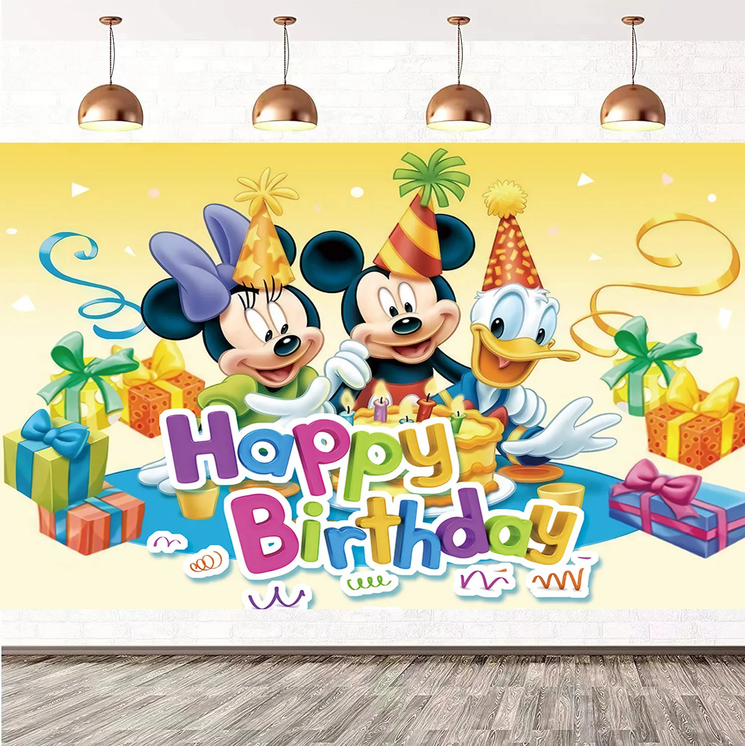 

Custom Vinyl Disney Mickey Minnie Mouse Party Backdrops Cartoon Background Wall Cloth Baby Shower Kids Birthday Party Decoration