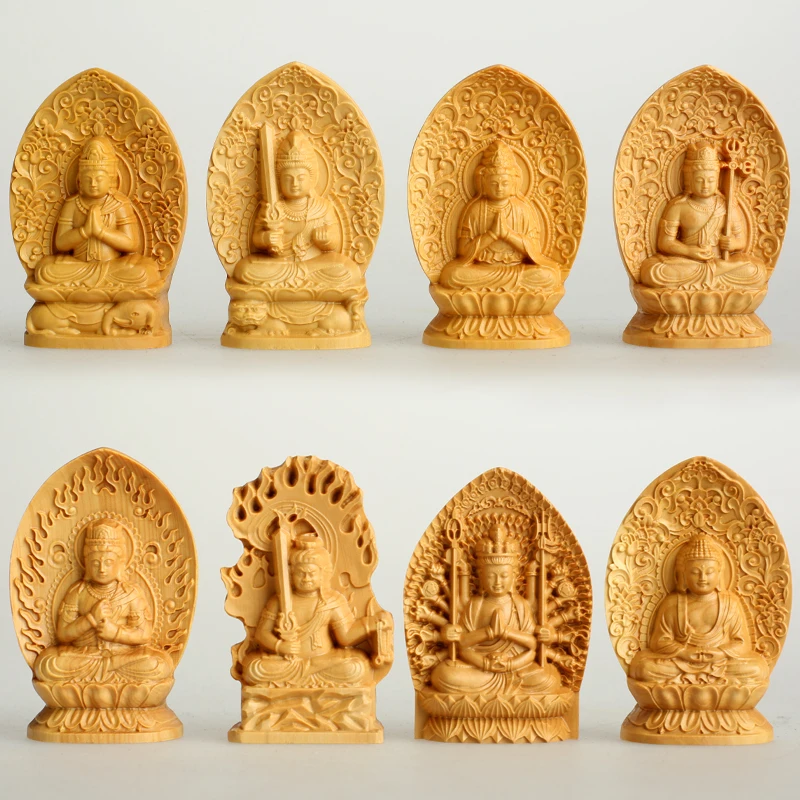 

7cm Buddha Statues Pray Image Box Wood Carvings Guanyin Ornaments The Birth Of Small Statue