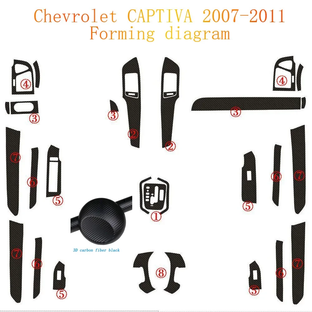 Для Chevrolet CAPTIVA 2007-2011 внутренняя центральная панель управления дверная ручка наклейки из углеродного волокна наклейки аксессуары для стайлинга автомобилей