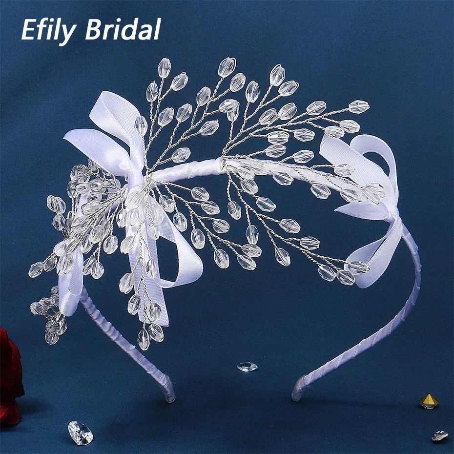 

Efily Bridal Wedding Hair Accessories Handmade Crystal Headband for Women Flower Girl Headpiece Party Jewlery Bridesmaid Gift