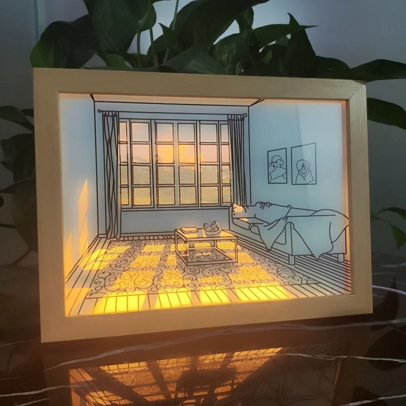 

3D Sunshine Drawing Night Light Simulate Lighting Painting Art Creative Anime Style Bedroom Decoration Atmosphere Desk Lamp Gift