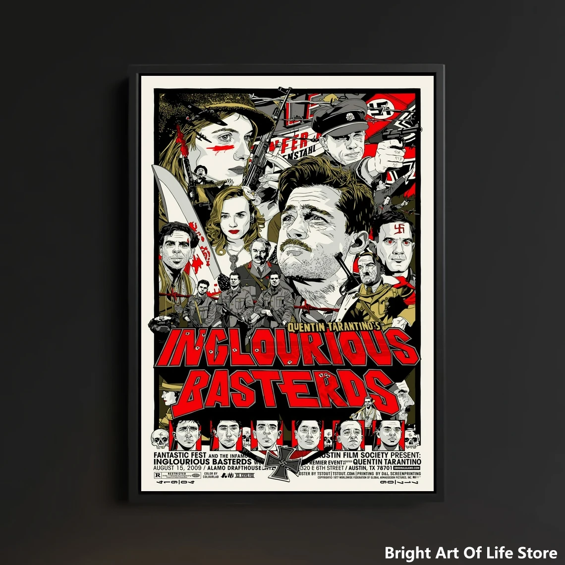 Постер фильма Бесславные ублюдки со звездой актером художественная обложка