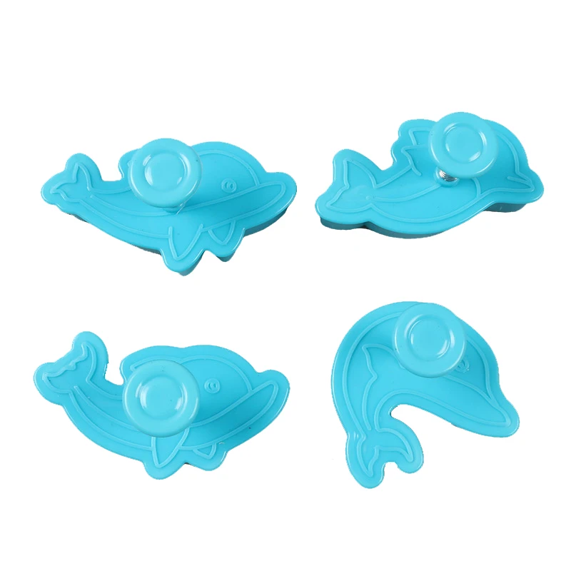 

New 4Pcs Dolphin Spring Embossing Biscuits Chocolate Mould Cake Decorating Tools Cupcake Cookies Muffin Pan Kitchen Baking Gifts