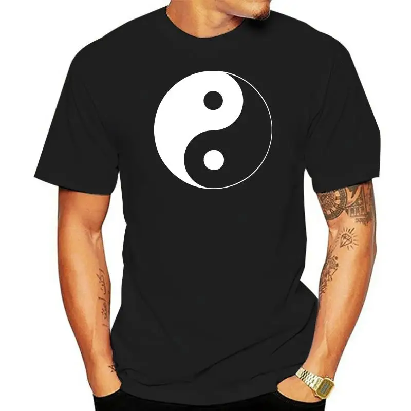 Черная мужская футболка с принтом Инь и Ян Peace Love Good Evil Religion Swag Cross Футболка 2023