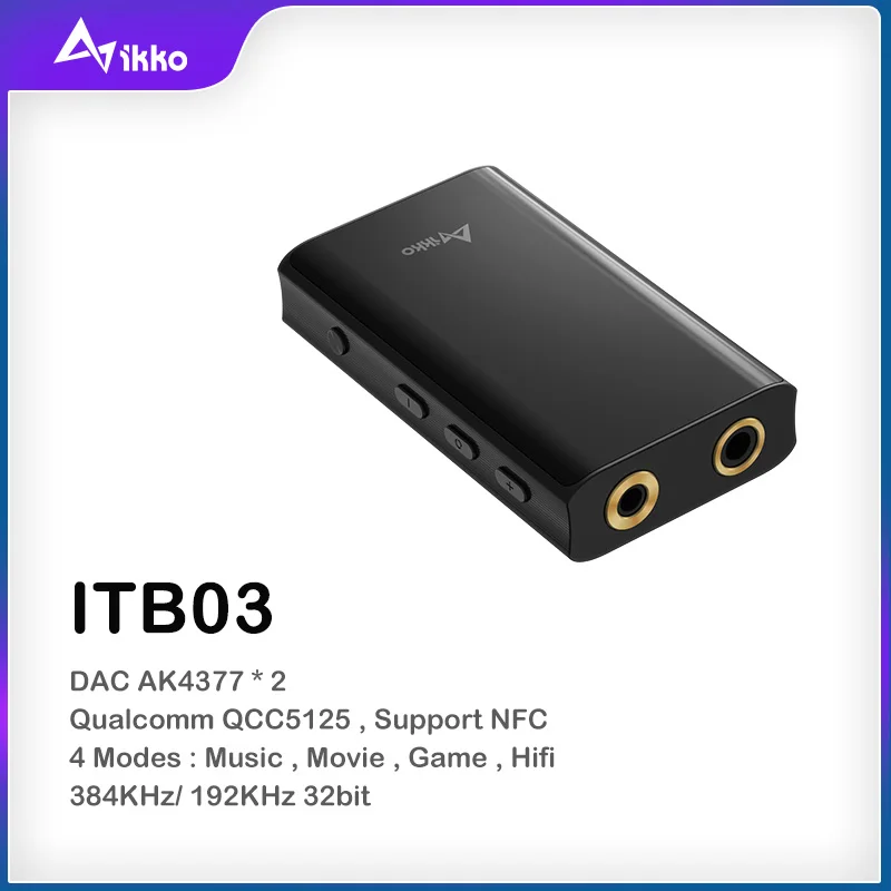 

Bluetooth 5.0 Headphone Amplifier Audio Hifi Amp Dac AK4377 Support NFC Receiver LDAC/AAC/SBC/APTX with 3.5mm/4.4 mm iKKO ITB03