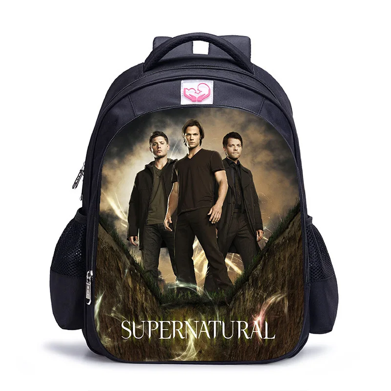 

16 Inch Supernatural Dean Sam Winchester Children School Bags Orthopedic Backpack Kids School Boys Girls Daily Bags Mochila
