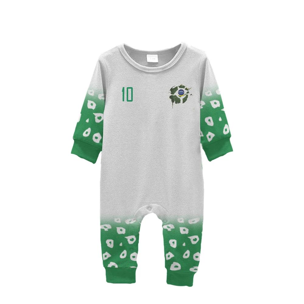 Jumeast Brazil Football Jerseys Graphic Jumpsuits Flag Soccer 2022 Printed T Shirty White Cotton Sports One-Piece Baby Clothes