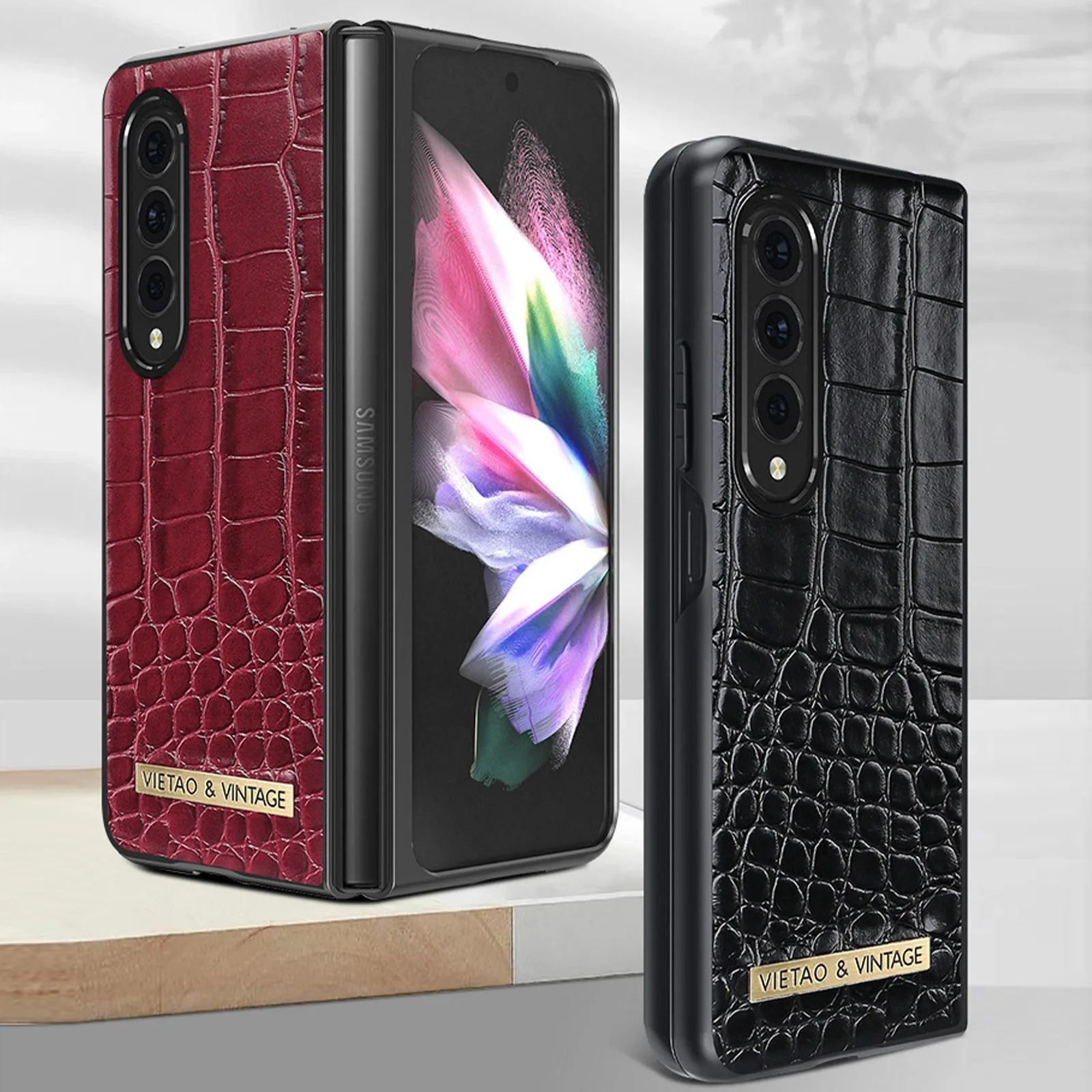 Кожаный складной чехол для Samsung Galaxy Z, Складной флип-чехол P4 с рисунком под кожу крокодила, противоударный защитный чехол для телефона из искусственной кожи