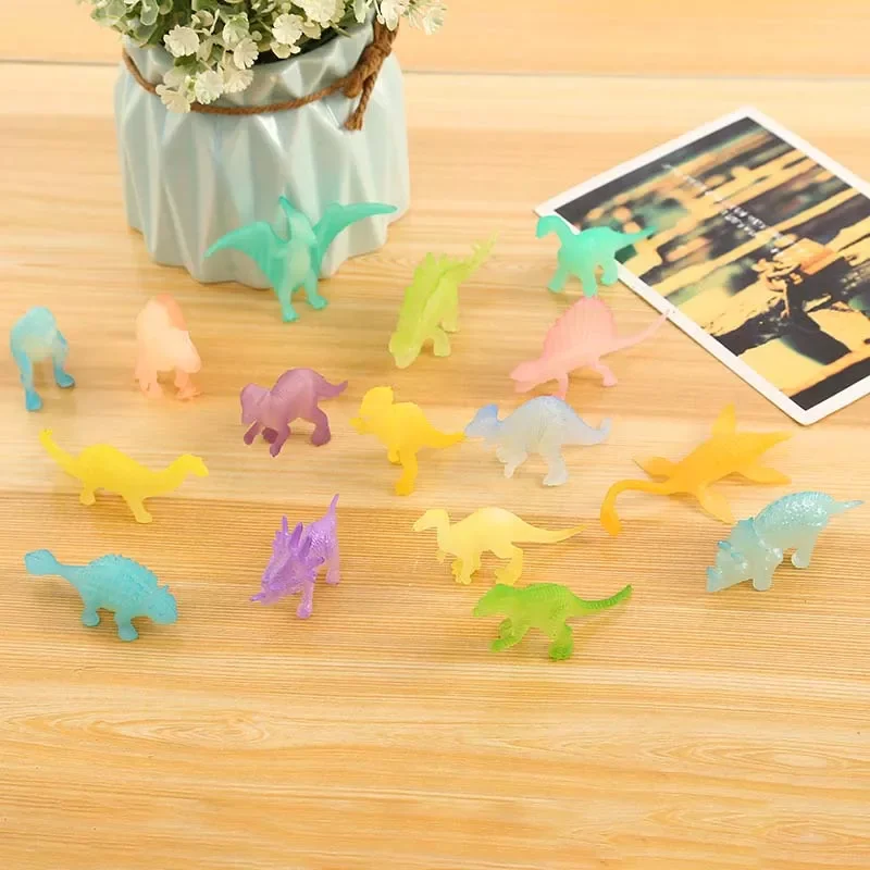 

Hot 16pcs/set Mini Luminous Noctilucent Dinosaur Toys Glow In The Dark Dinosaurs Baby Boys Gift for Children Novelty Model