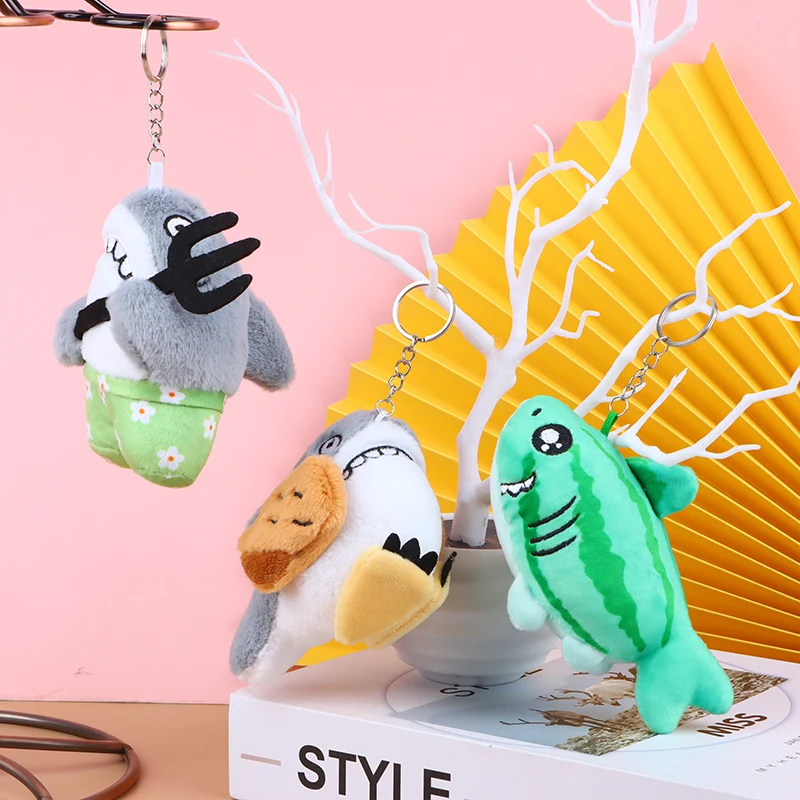 Забавная Акула плюшевая игрушка мультяшный кулон мягкая кукла брелок для
