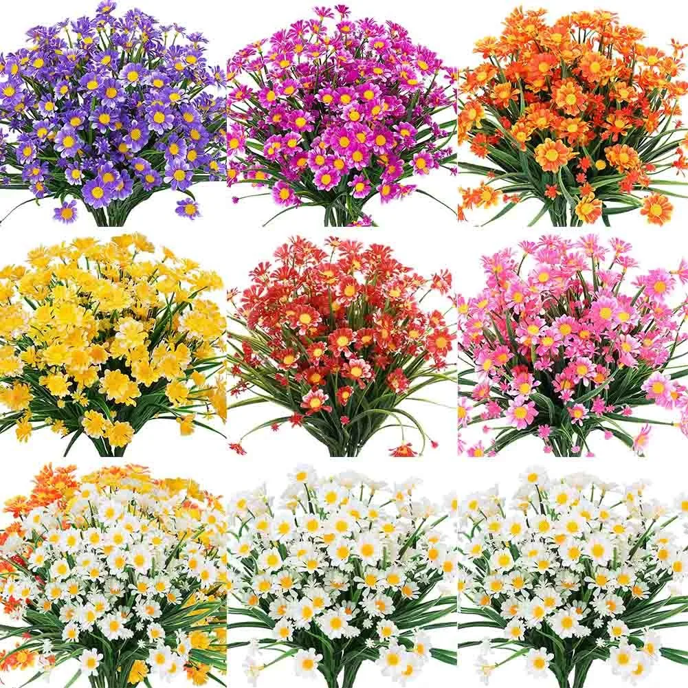 

1* Bouquet Flowers PVC Artificial Daisies Fake Flowers Porch Home Wedding Decor DIY Fake Flowers In Stock