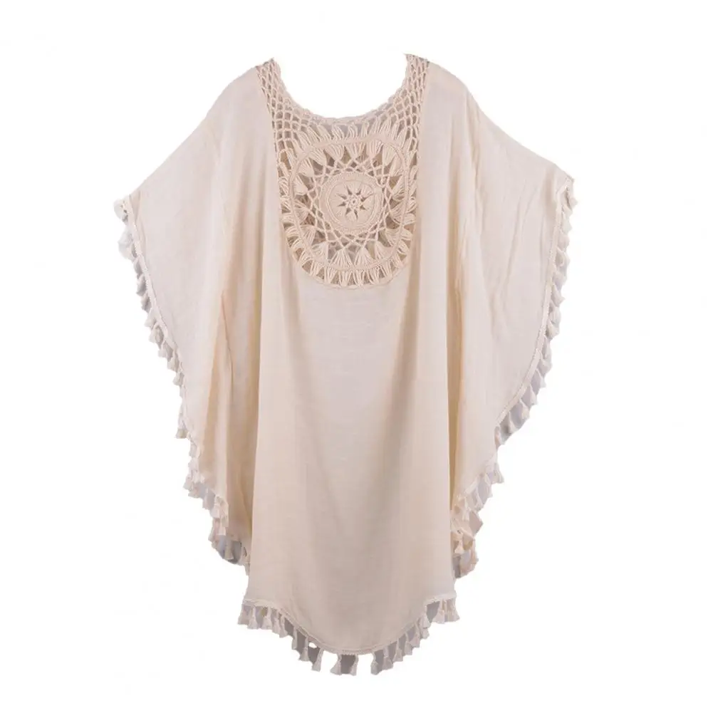 

Накидка на бикини с вырезами и кисточками, летняя свободная облегающая Солнцезащитная купальная одежда, туника, сексуальная Солнцезащитна...