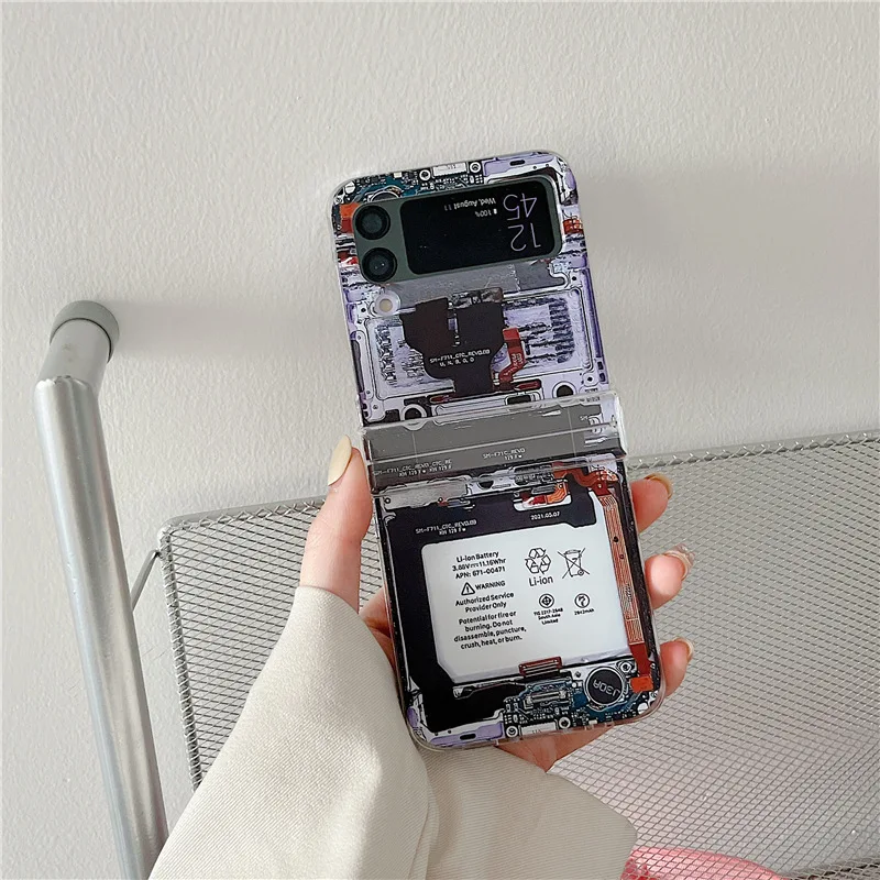 

Fashion Tags Bar QR Code Perspective Case for Samsung Galaxy Z Flip 3 Z Flip 4 Hard PC Back Cover for ZFlip3 ZFlip4 Case Shell