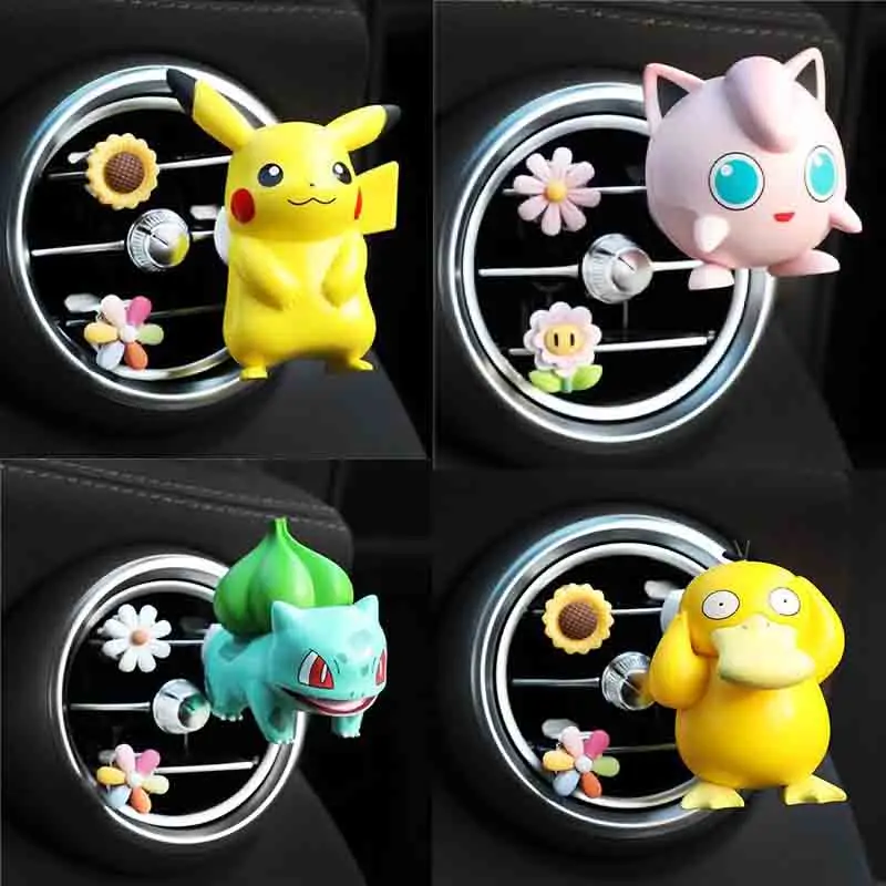 

Kawaii Pikachu Jigglypuff Psyduck Bulbasaur Car Air Conditioner Outlet Decoration Clip Perfume Car Air Freshener Auto Interior