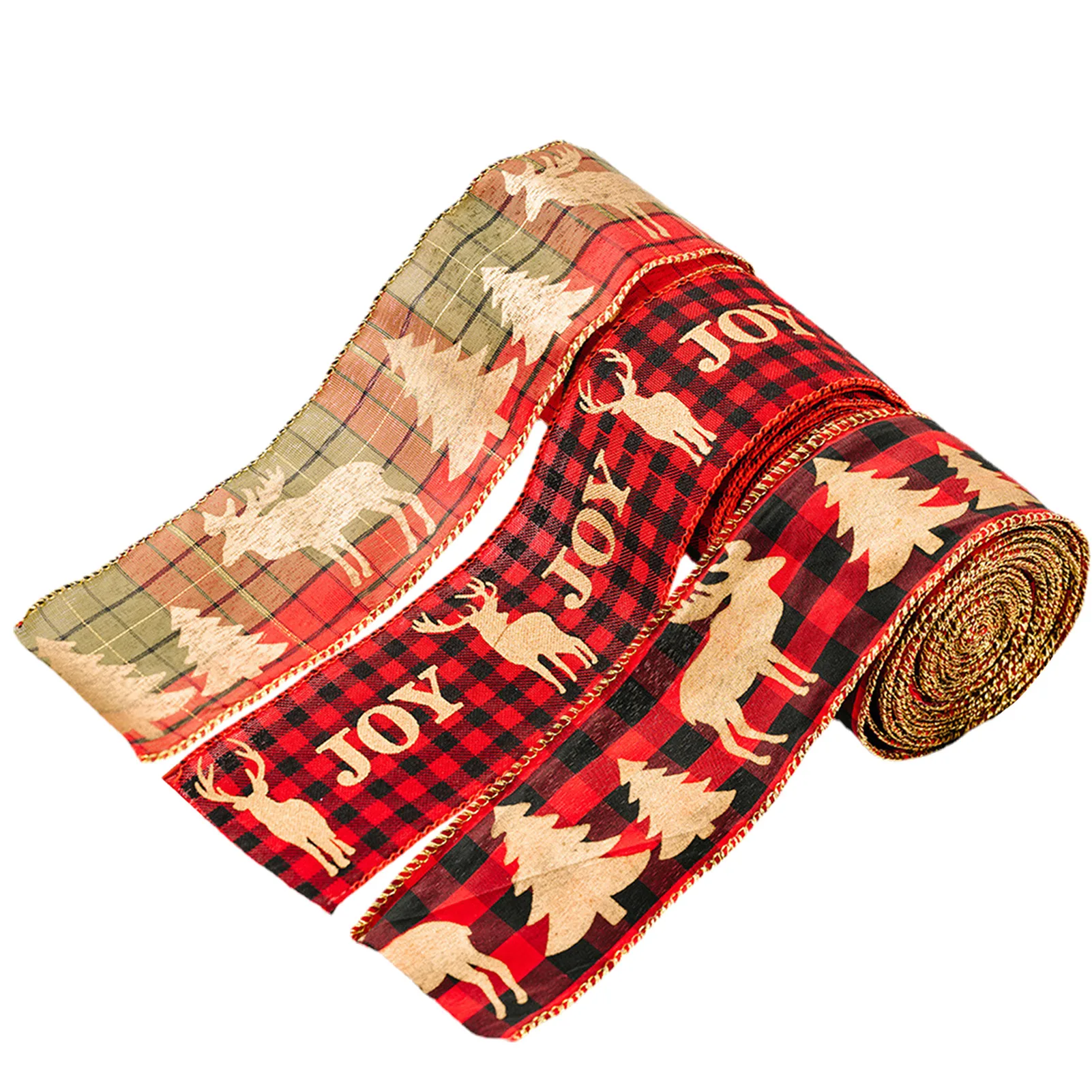 

Christmas Theme Burlap Ribbon with Deer Christmas Tree Pattern for DIY Gift Packaging Christmas Wreath Bows Crafts Decoration